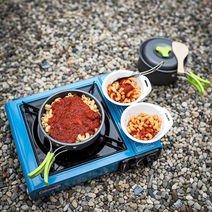 MalloMe Camping Cookware 18pc Mess Kit w/Backpacking Stove ??Camping Cooking Set for Backpacking