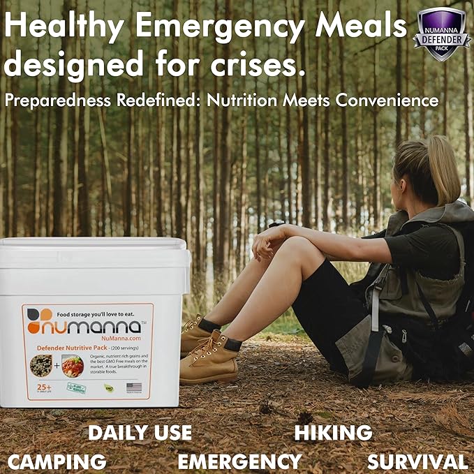 Numanna Defender Nutritive Pack Bucket 612 Servings | 3-Months Emergency Food Supply | GMO-Free