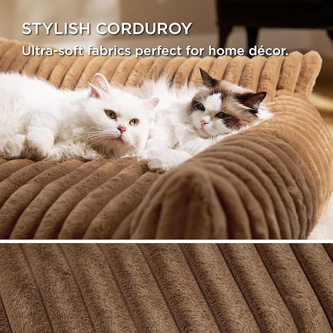 Bedsure Cute Cat Couch for Pets - Fluffy Small Dog Sofa with Premium Soft Corduroy Fleece, Pet Sofa