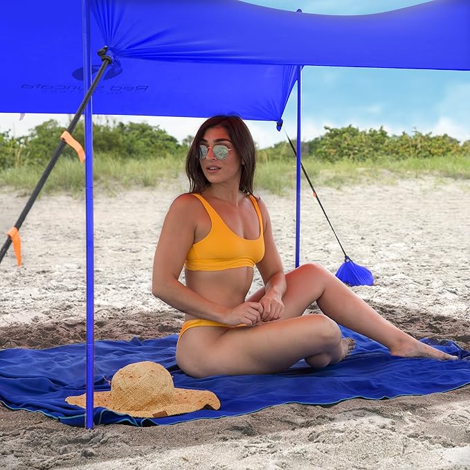 Red Suricata Family Beach Tent & Canopy, UPF50 Sun Shade, Sunshade With 4 Aluminum Poles, 4 Pole