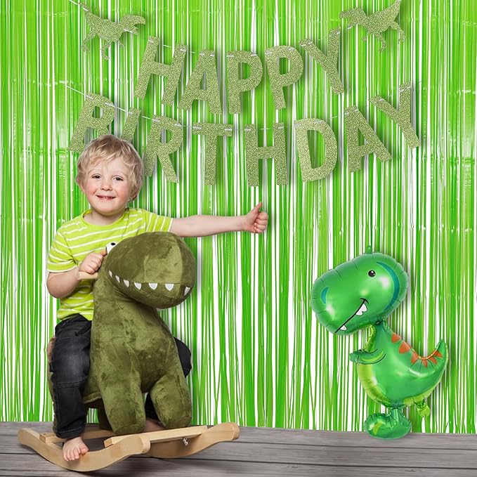 BRAVESHINE Pastel Green Streamers Party Backdrop Decoration - Tinsel Curtain Foil Fringe Backdrop