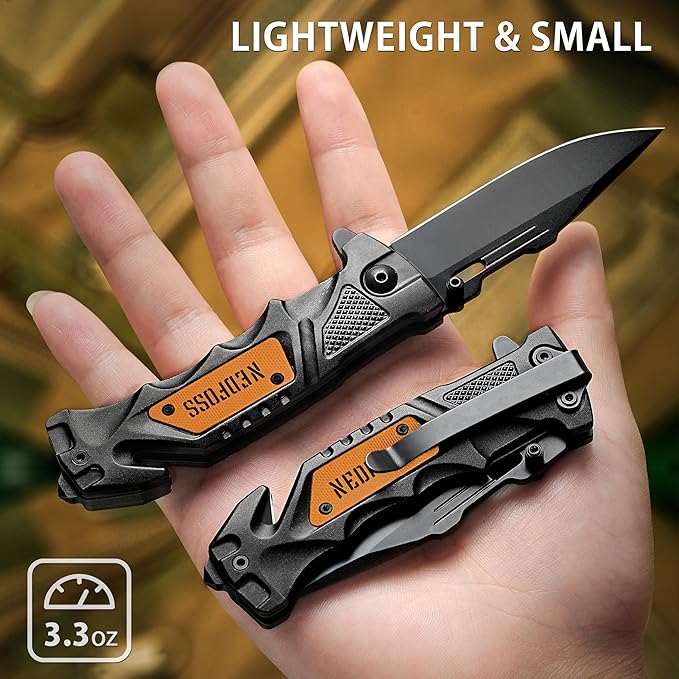 NedFoss Pocket Folding Knife DA75 Mini, 3 in 1 Pocket Knife for Men, 2.95 Inch Survival Knife with