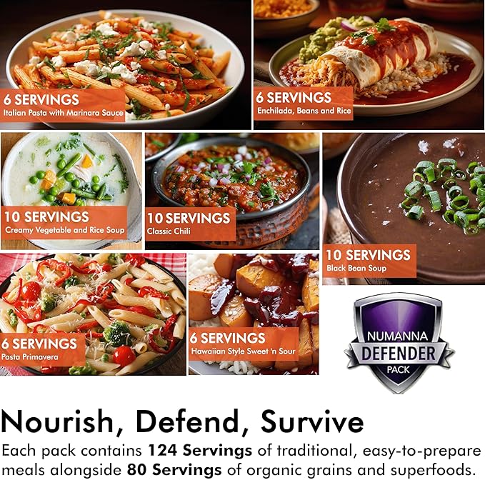 Numanna Defender Nutritive Pack Bucket 204 Servings | 1-Month Emergency Food Supply | GMO-Free