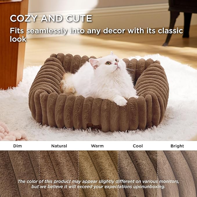 Bedsure Cute Dog Bed for Small Dogs & Cats - Washable Furry Puppy Beds, Rectangle Orthopedic