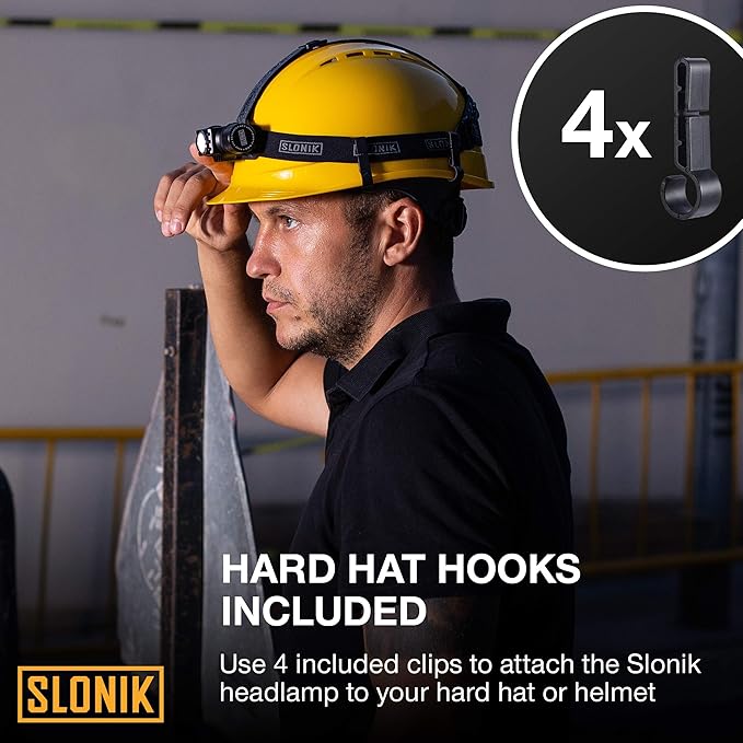 SLONIK Headlamp Rechargeable - 1000 Lumen LED USB Rechargeable Headlight - IPX4 Waterproof Head