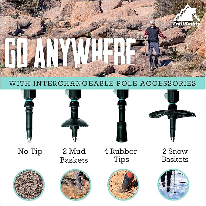 TrailBuddy Trekking Poles ??Lightweight 7075 Aluminum Hiking Poles for Women, Men & Seniors