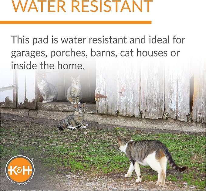 K&H Pet Products Heated Extreme Weather Outdoor Kitty Pad, Waterproof Heated Cat Mat, Pet Warmer