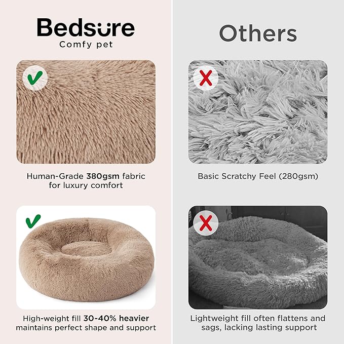 Bedsure Calming Dog Bed Medium Size Dog - Donut Washable Medium Pet Bed, 30 inches Anti-Slip Round