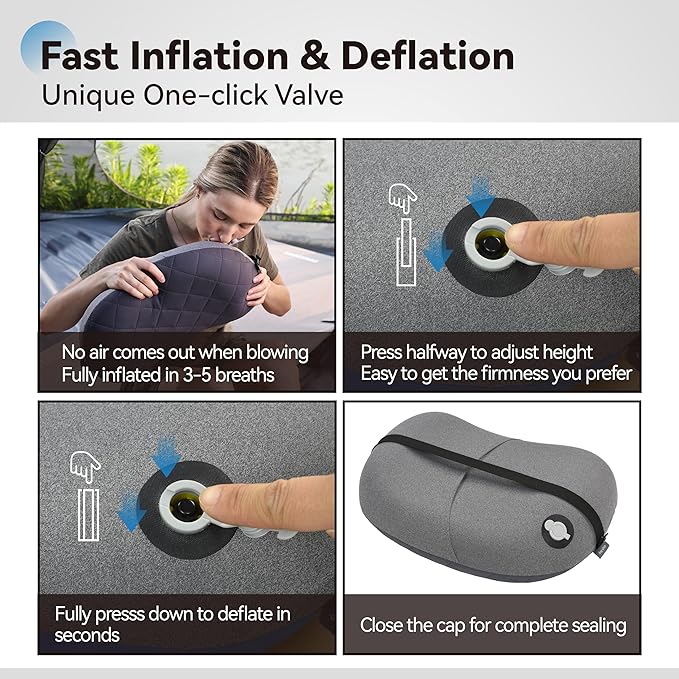 MARCHWAY Ultralight Inflatable Camping Pillow with Soft Washable Cover, Compact Compressible