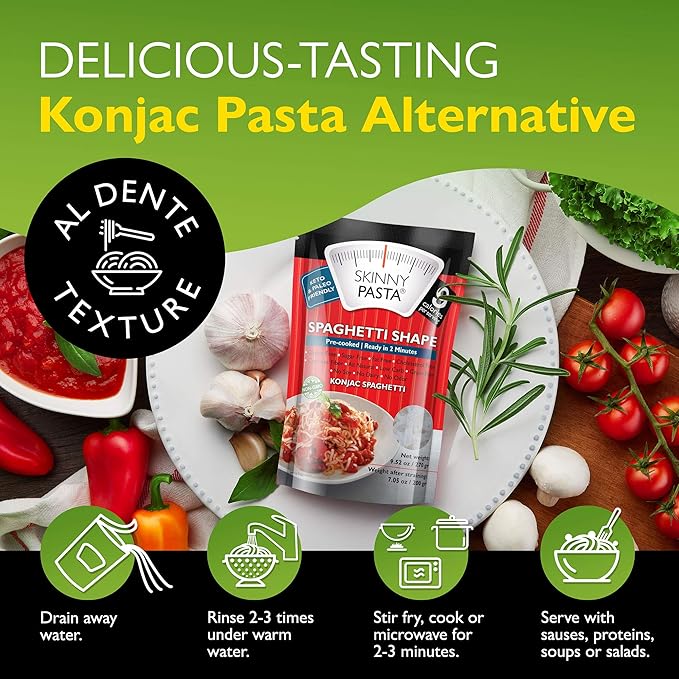 SKINNY PASTA Spaghetti - Healthy Konjac Shirataki Noodles, Low Carb Keto Pasta, Gluten Free, 6 Pack