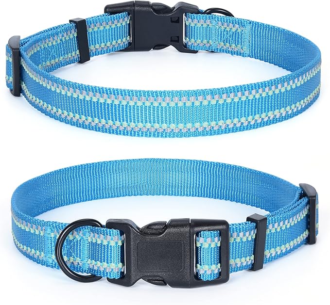 Mile High Life Reflective Dog Collar, Basic Dog Collars Adjustable Quick Release, Soft Nylon Pet