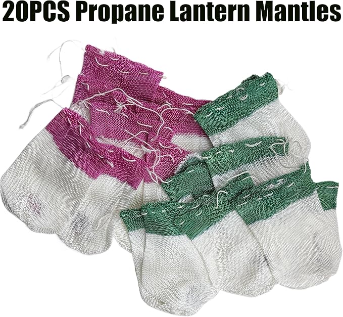 20PCS Propane Lantern Mantles, 2x3.3 Inches, String Tie Style for Camping and Outdoor Gas