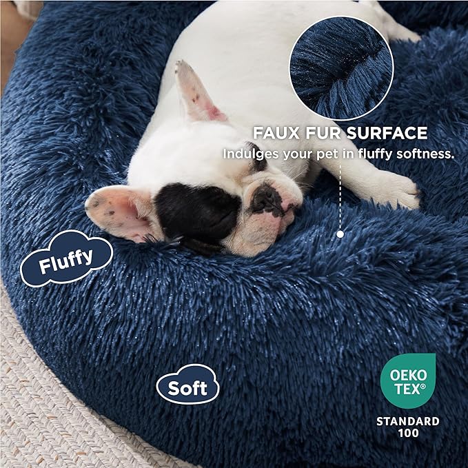 Bedsure Calming Dog Bed for Small Dogs - Donut Washable Small Pet Bed, 23 inches Anti-Slip Round