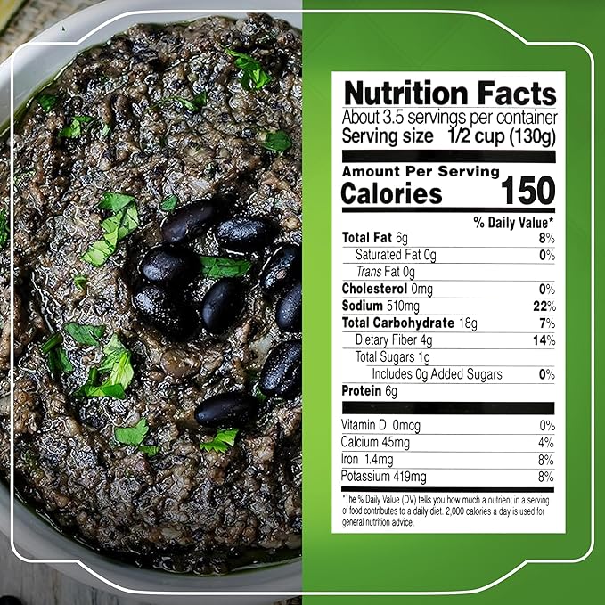 La Sierra Refried Black Beans, Ready-to-Eat Vegetarian Refried Beans, 15.2 oz Pouch (Pack of 8)