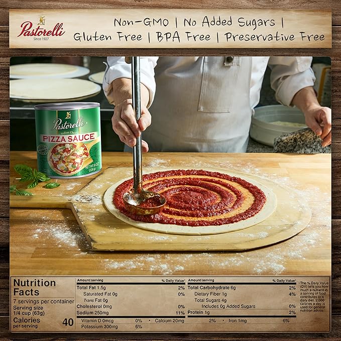 Pastorelli Pizza Sauce, Original Authentic Italian Pizza Sauce with Extra Virgin Olive Oil and