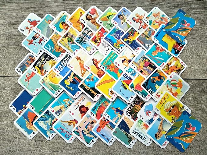 ON The Beach Travel Posters Playing Cards (Poker Deck 54 Cards All Different) Vintage Retro Classic