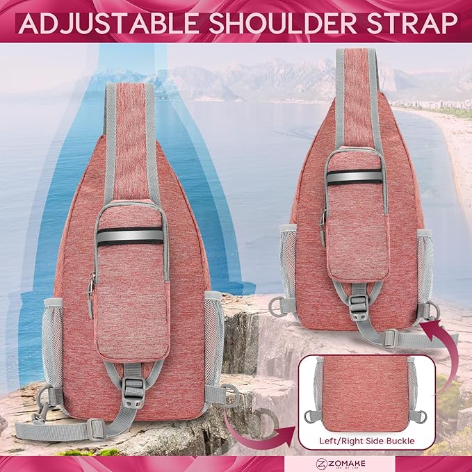 ZOMAKE Sling Bag,Small Crossbody Sling Backpack,Water Resistant Shoulder Daypack for Travel,Anti
