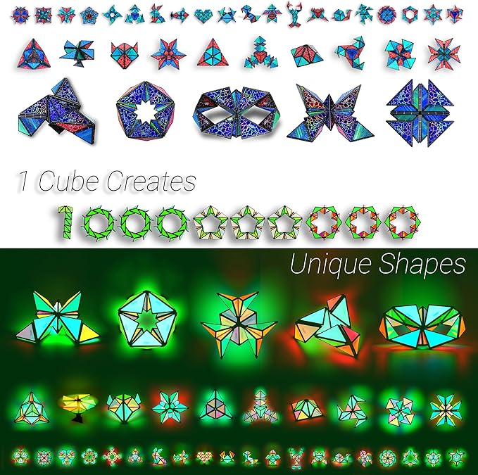 TOSY Magnet Pyramid Glow - 1 Cube Transforms into 1 Billion Shapes, 12 Pieces, 243 Rare Earth