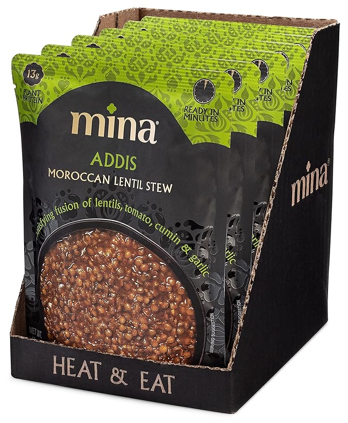 Mina Moroccan Lentils, Ready to Eat, Lentils High In Plant Based Protein, Vegan, Non-GMO, Gluten