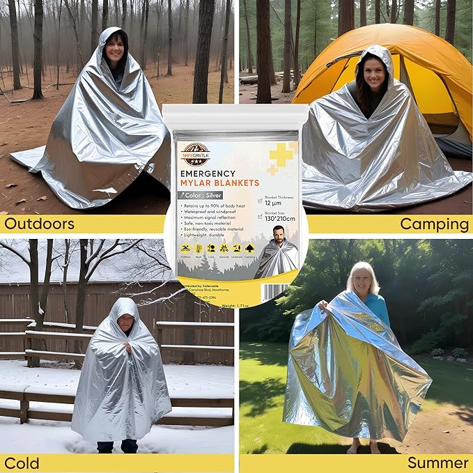 Emergency Mylar Blankets 130*210 Cm Large Reusable Thermal Space Blanket Survival Rescue Insulating