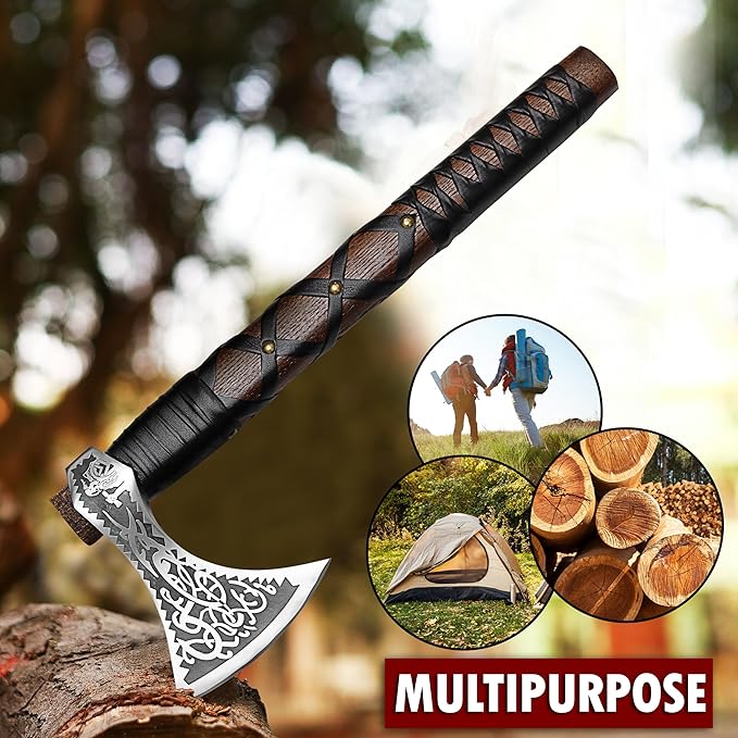 SHINY CRAFTS-Norse Viking Axe Wedding Gifts Camping Axe Berserker Axes-Handmade Viking Pizza Axe