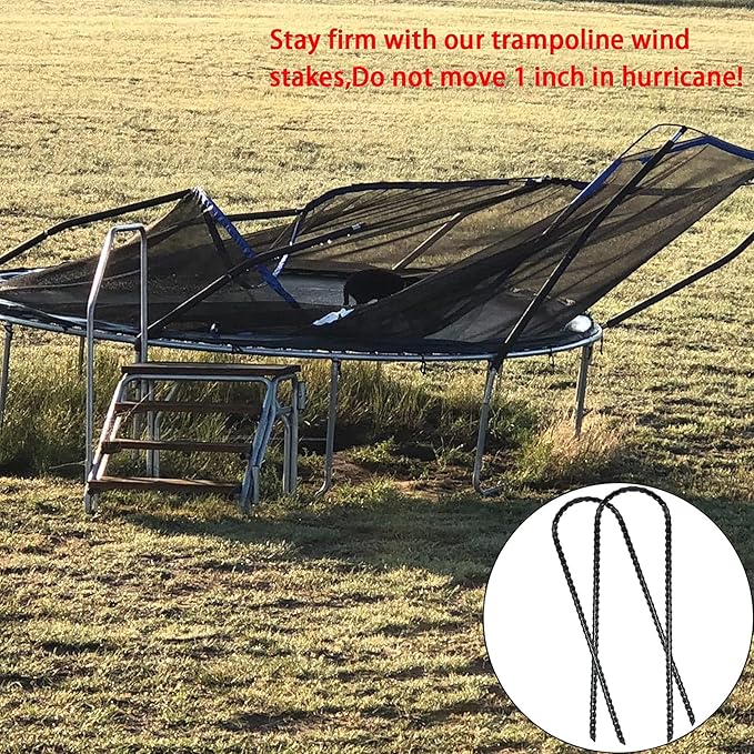 10"x2" Trampolines Wind Stakes Heavy Duty U Shape Galvanized Steel Trampoline Stakes Ground Anchors
