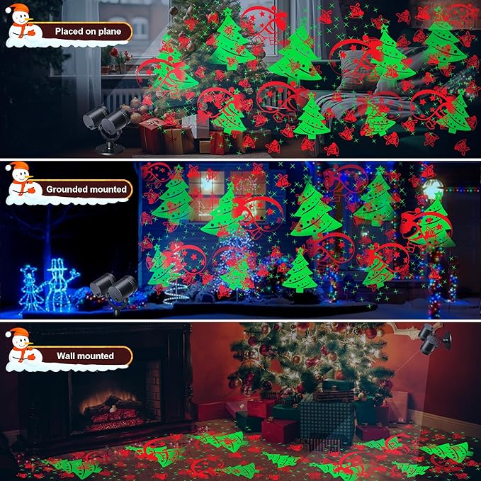 Toodour Christmas Projector Lights Outdoor, Double Head Dynamic Projector Christmas Lights with