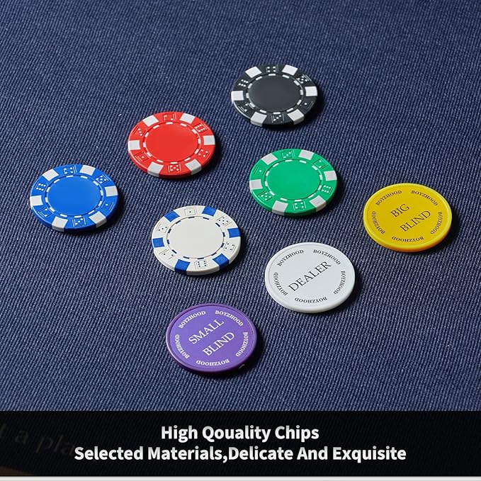 Boyzhood Poker Chips,300 Pcs Poker Set with Aluminum Travel Case,11.5 Gram Poker Chips Set for