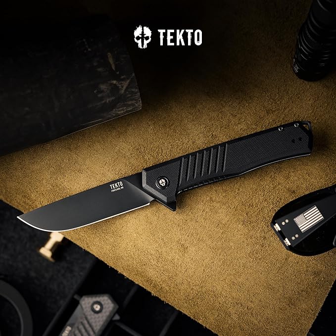 F1 Alpha Folding Pocket Knife - Modified Straight Back Blade, Titanium Coated D2 Steel, Ideal for