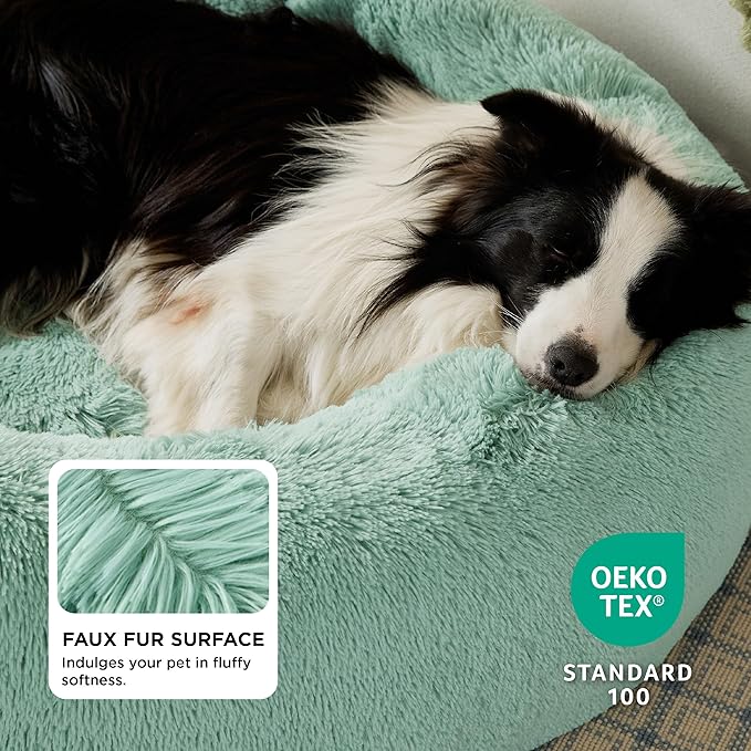 Bedsure Calming Dog Bed for Large Dogs - Donut Washable Large Pet Bed, 36 inches Anti-Slip Round