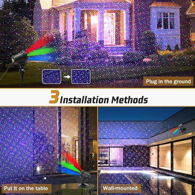 Christmas Laser Lights, Outdoor Garden Laser Lights Projector with Moving RGB Waterproof for
