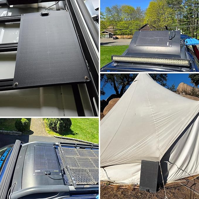 Lensunsolar 30W 12V ETFE Black Flexible Solar Panel, 23.5x13.8in, ETFE Black Thin, Slim