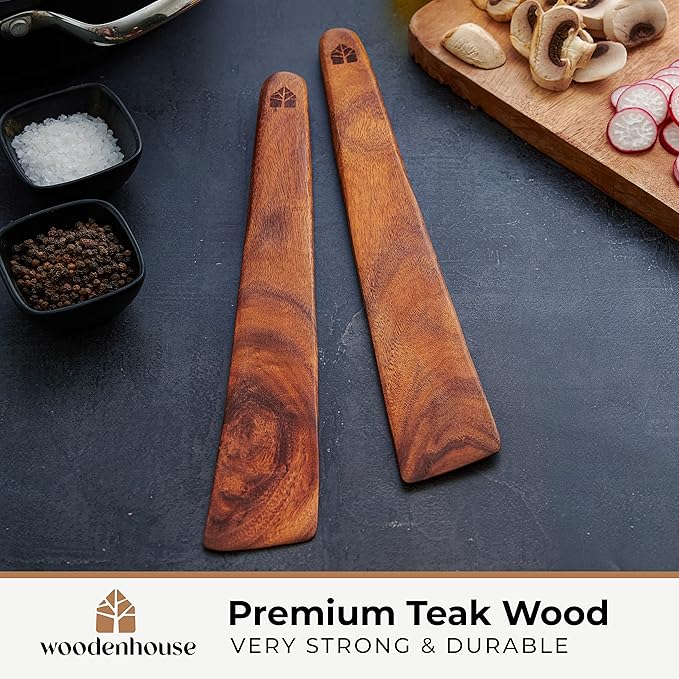 Wooden Spatula for Cooking ??12 Inch Teak Spatula Turner & Flipper for Cast Iron, Flat Egg &