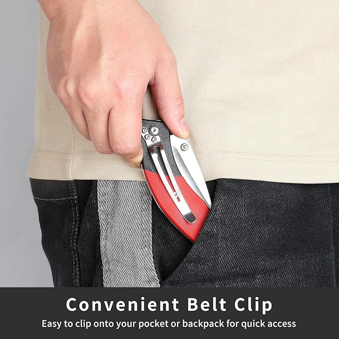 Vickay Pocket Knife, Folding Knife with Clip, EDC Knife for Men & Women, 3in 8Cr13MoV Stainless