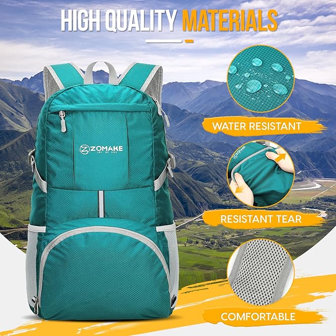 ZOMAKE Lightweight Packable Backpack 35L, Light Foldable Backpacks Water Resistant Collapsible