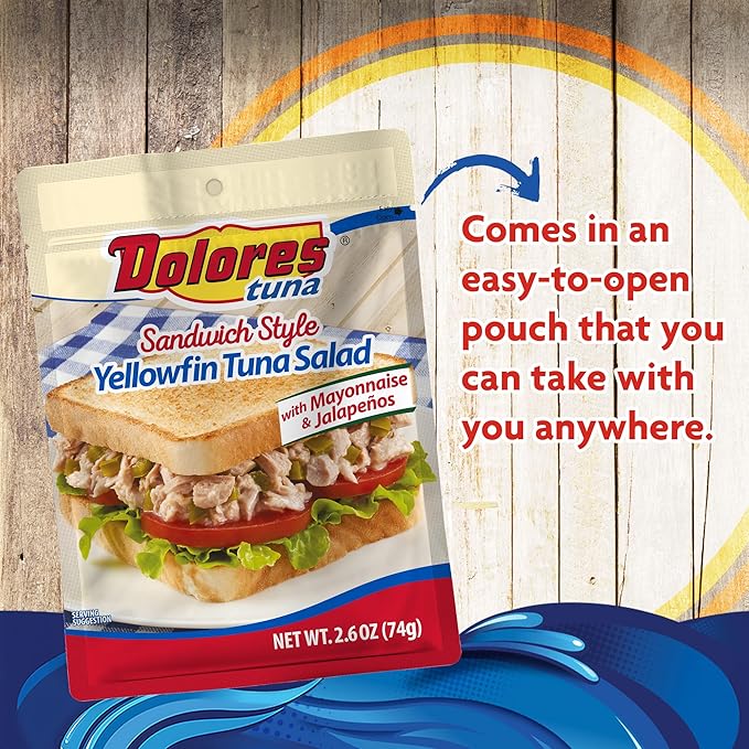 Dolores Chunk Light Yellowfin Tuna with Mayonnaise and Jalapeno Peppers, 2.6 oz (Pack of 24)