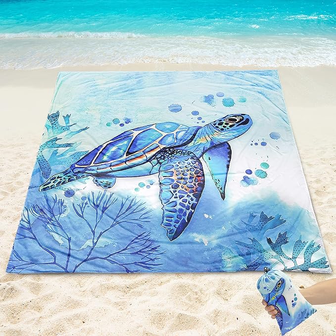 Beach Blanket Waterproof Sandproof Beach Mat 79" X 83"/10'x9'for 2-8 Adults Quick Drying Outdoor
