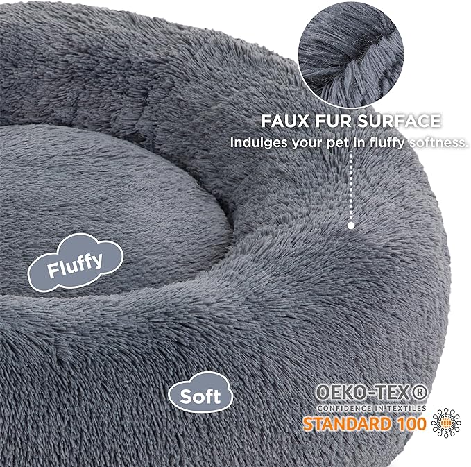 Bedsure Calming Dog Bed for Extra Large Dogs - Donut Washable Large Pet Bed, 45 inches Anti-Slip