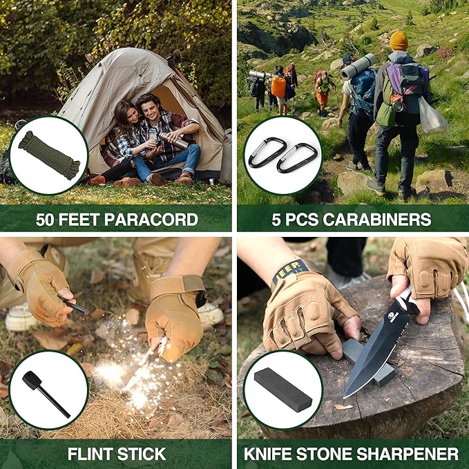 Mossy Oak Hatchet and Machete Knife Set with Sheath, One-Piece Axe & Hunting Knives with Paracord