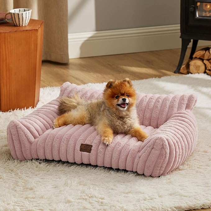 Bedsure Cute Cat Couch for Pets - Fluffy Small Dog Sofa with Premium Soft Corduroy Fleece, Pet Sofa