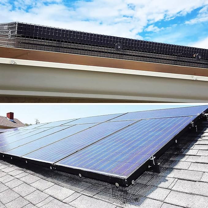 PROLEE 6 Inch X 100FT Solar Panel Bird Guard, Anti-Rust Critter Guard with 100 Fastener Clips