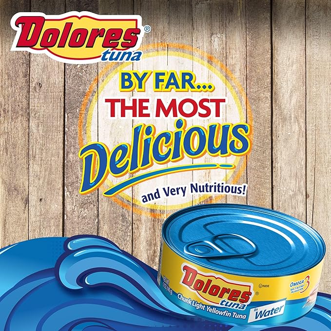 Dolores Tuna Chunk Light Yellowfin Tuna in Water, 5oz Canned Tuna, 24 Pack