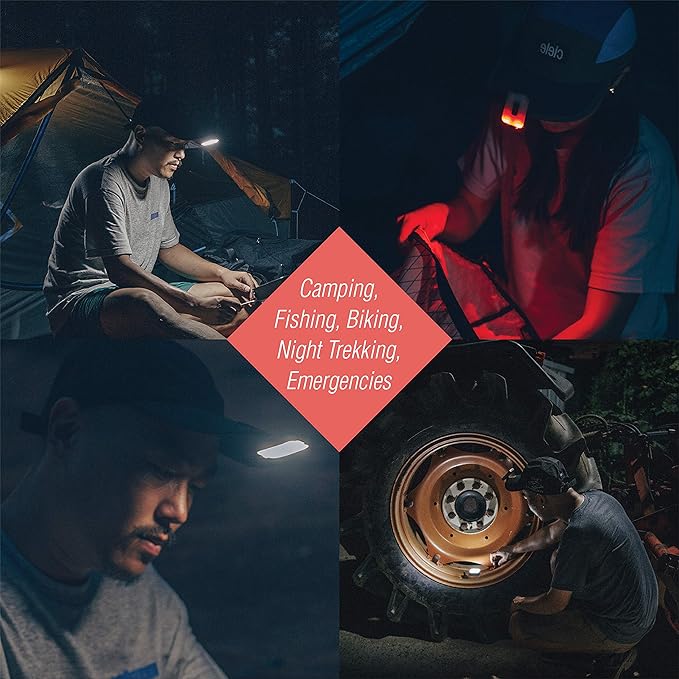 Claymore Capon 40B Red Clip-On Cap Light ??USB-C Rechargeable 230LM LED Headlamp | 3 Light Modes