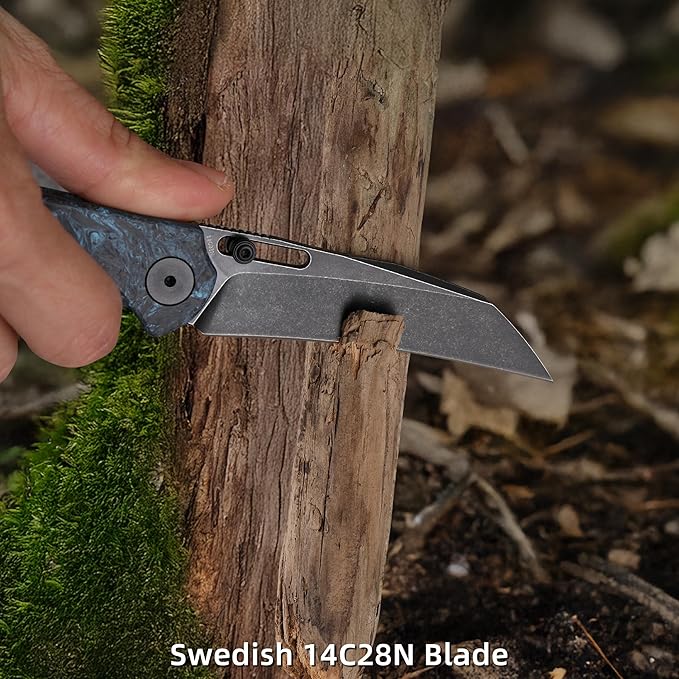 Folding Pocket Knife, 3.1" Stonewash Blade EDC Knife with Safety Liner Lock, Small Pocket Knife