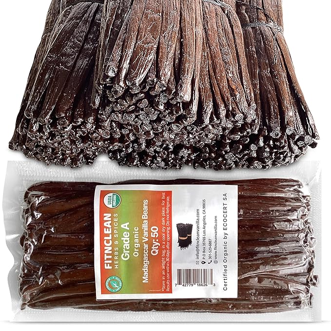 50 Organic Grade A Madagascar Vanilla Beans. Certified USDA Organic for Extract and All Things