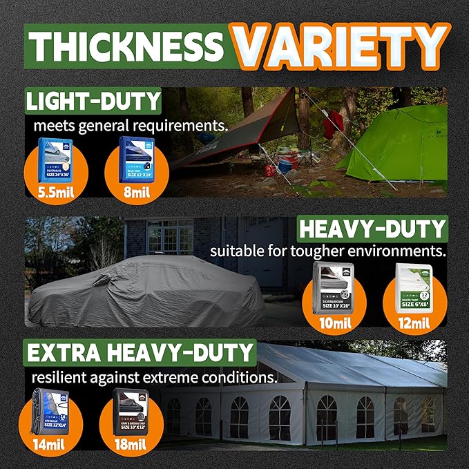 RAINDEWAY 15x30 Feet Heavy Duty Tarp,12 Mil Tan Waterproof Poly Tarp Cover,UV