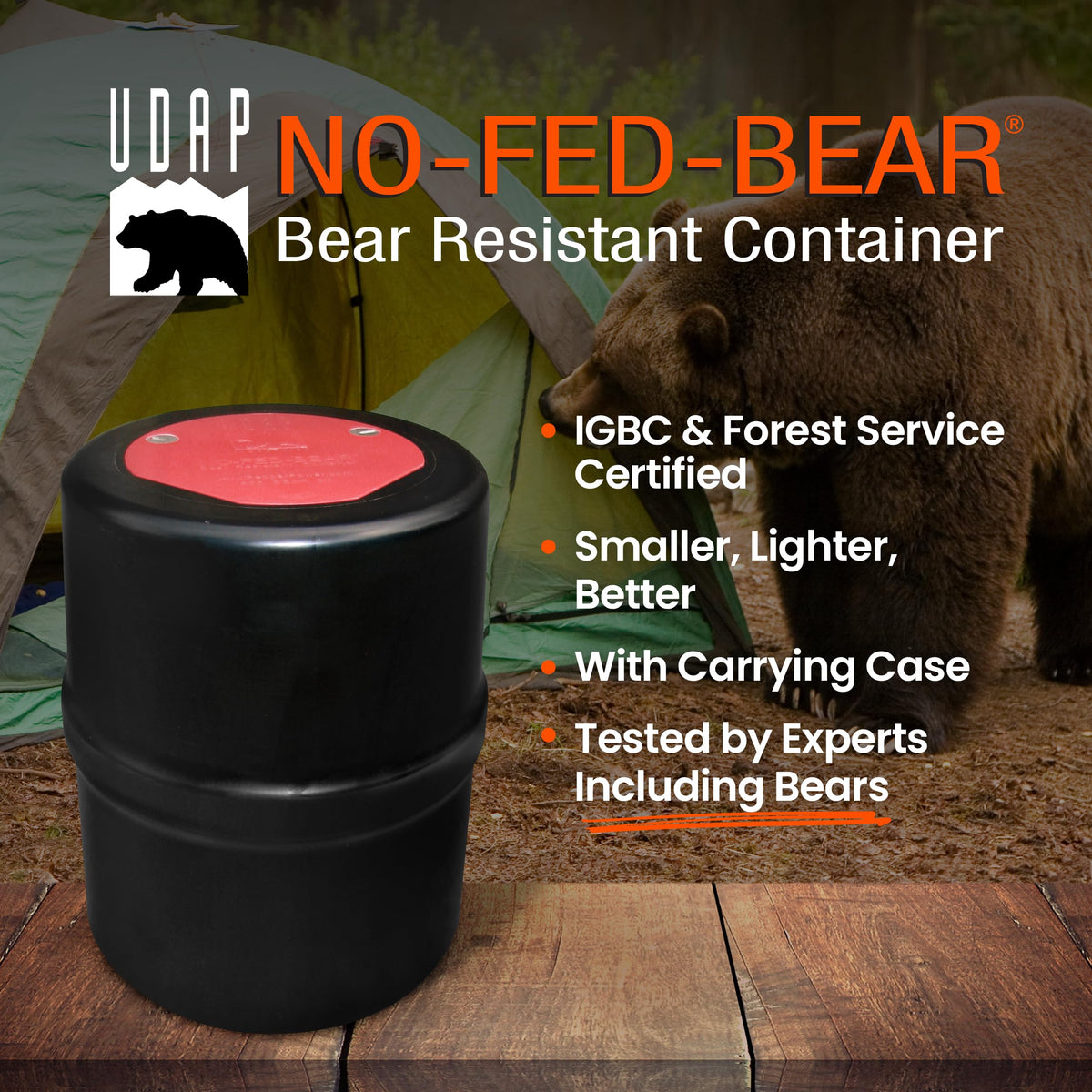 NO-FED-BEAR UDAP Bear Resistant Canister, Hiking Camping Backpacking Hunting Food Storage Container