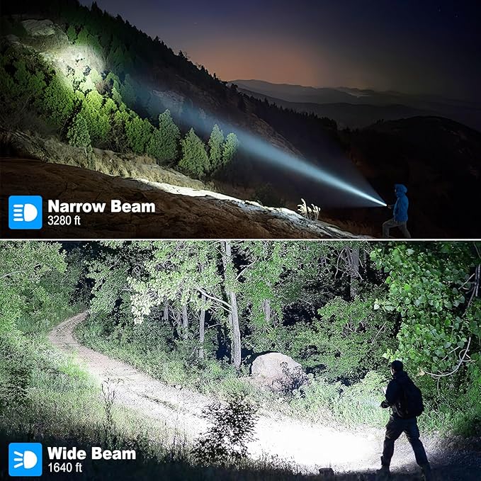 Cinlinso Rechargeable LED Flashlights 90000 High Lumens 2 Pack, Super Bright Flash Light with 7