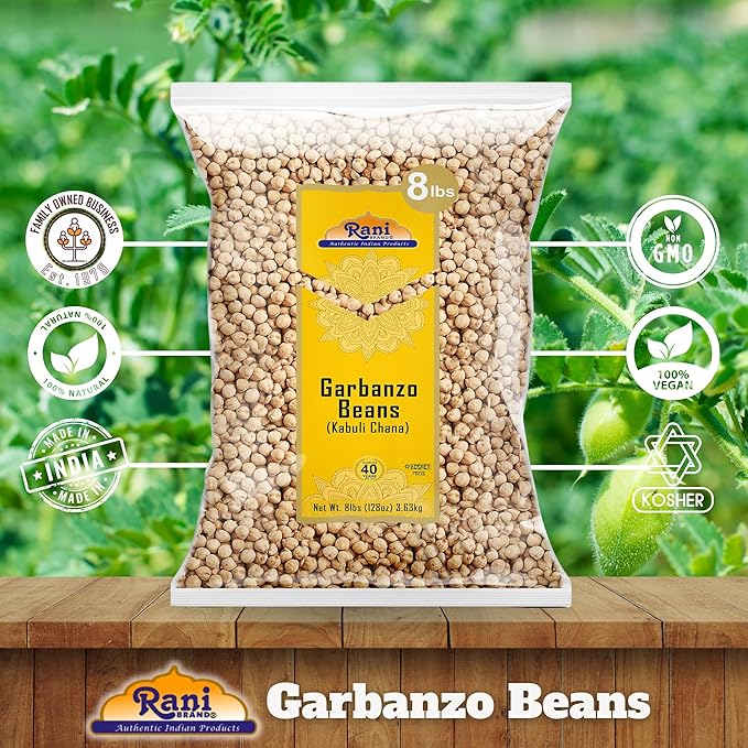 Rani Garbanzo Beans (Kabuli Chana) 128oz (8lbs) 3.63kg Bulk ~ All Natural | Vegan | Gluten Friendly