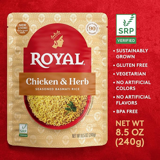 Royal Ready-to-Heat Chicken & Herb Seasoned Basmati Rice (8.5oz, Pack of 6)